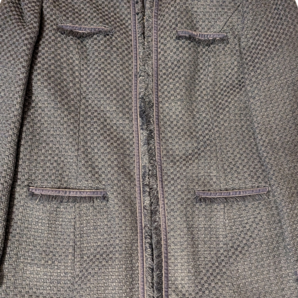 VTG 90s Sag Harbor Blue Multi Tweed 3/4 Length Lined Blazer Coat Women's 12 - Picture 4 of 11